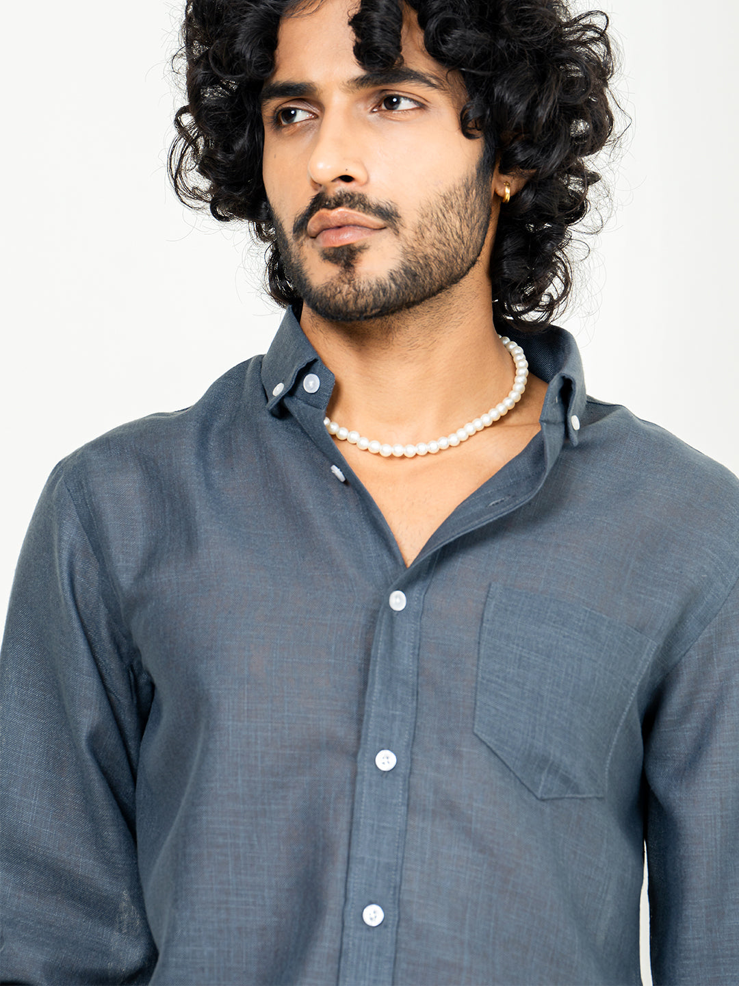 Davy Grey Linen blend full sleeves shirt