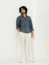 Davy Grey Linen blend full sleeves shirt