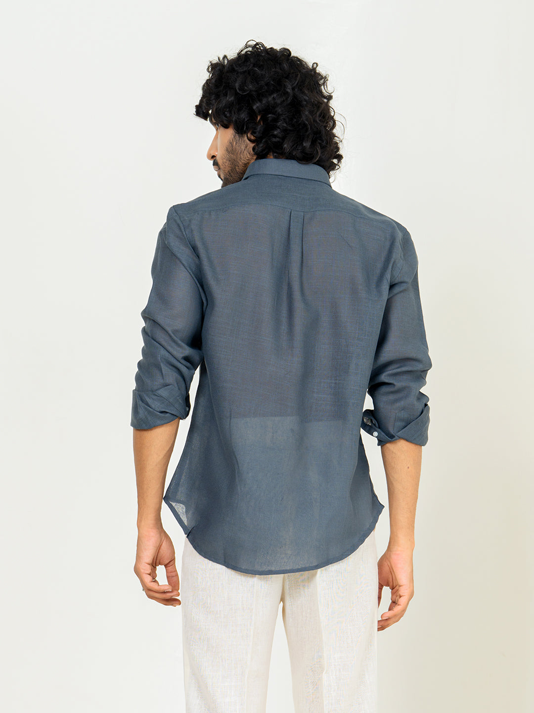 Davy Grey Linen blend full sleeves shirt