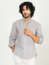 Latte Brown Linen blend full sleeves shirt