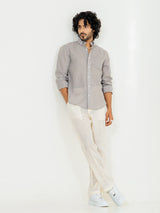 Latte Brown Linen blend full sleeves shirt