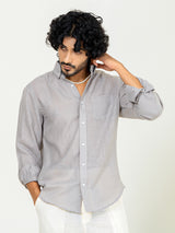 Latte Brown Linen blend full sleeves shirt