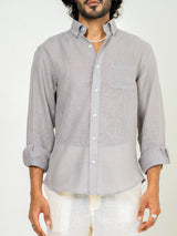 Latte Brown Linen blend full sleeves shirt