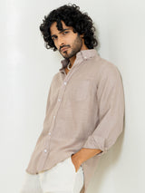 Classic Taupe Linen blend full sleeves shirt