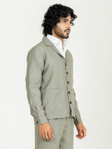 Sage Gray Two- Pocket Linen blend shacket