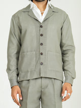 Sage Gray Two- Pocket Linen blend shacket