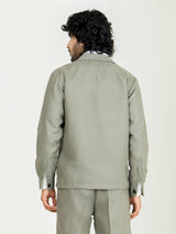 Sage Gray Two- Pocket Linen blend shacket