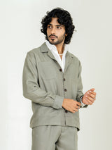 Sage Gray Two- Pocket Linen blend shacket