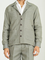 Sage Gray Two- Pocket Linen blend shacket