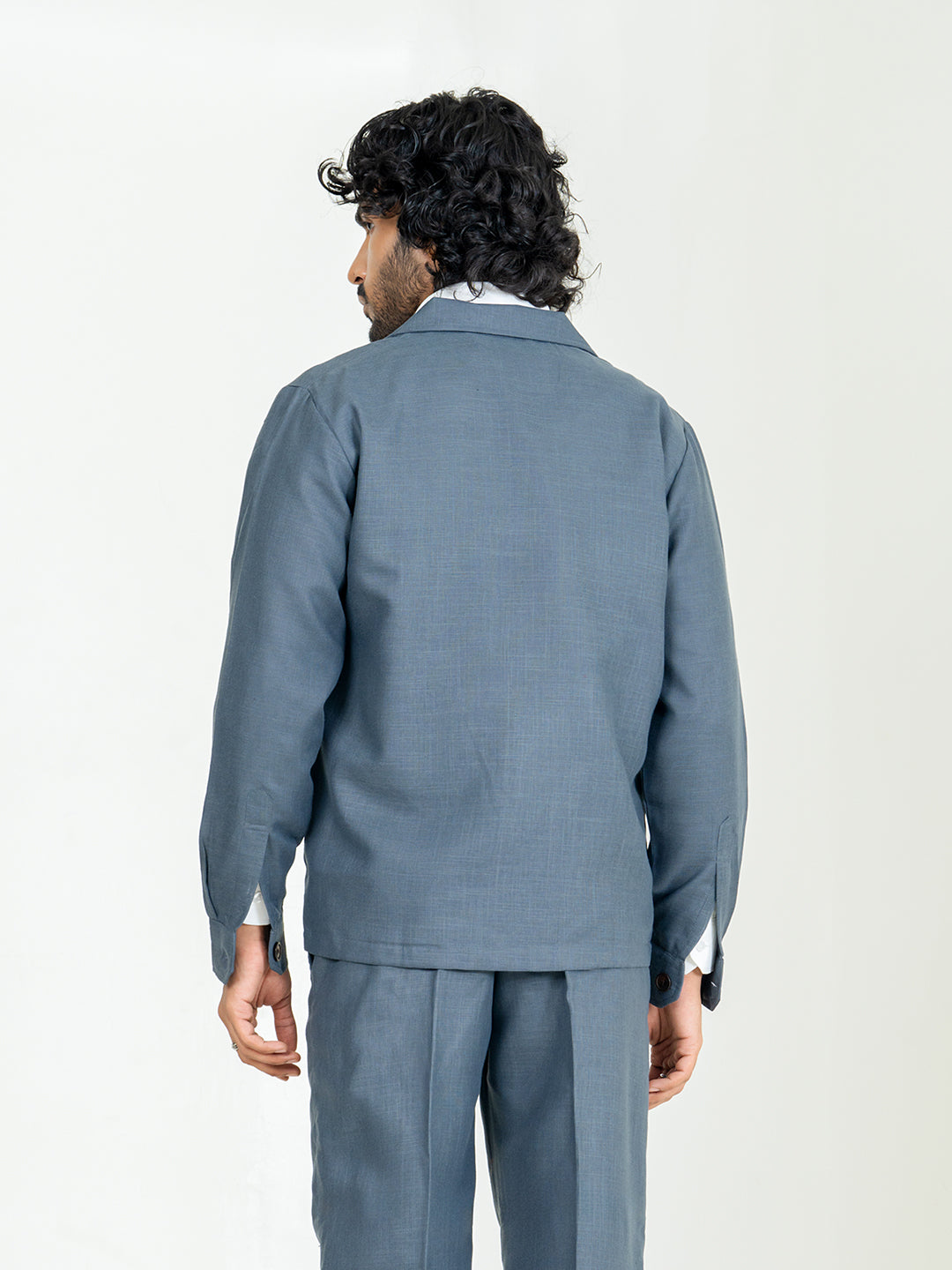 Davy Gray Two Pocket Linen blend shacket