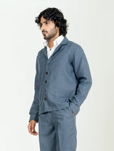 Davy Gray Two Pocket Linen blend shacket