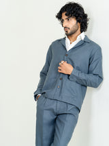 Davy Gray Two Pocket Linen blend shacket