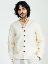 Blanched Almond Two Pocket Linen blend shacket