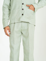 Sage Green Two Pocket Linen blend shacket