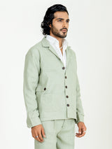 Sage Green Two Pocket Linen blend shacket