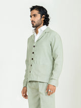 Sage Green Two Pocket Linen blend shacket