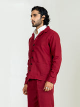 Maroon Two Pocket Linen blend Shacket