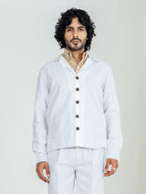 Off white Two Pocket Linen blend shacket