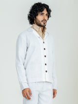 Off white Two Pocket Linen blend shacket