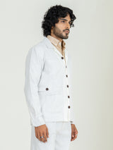 Off white Two Pocket Linen blend shacket