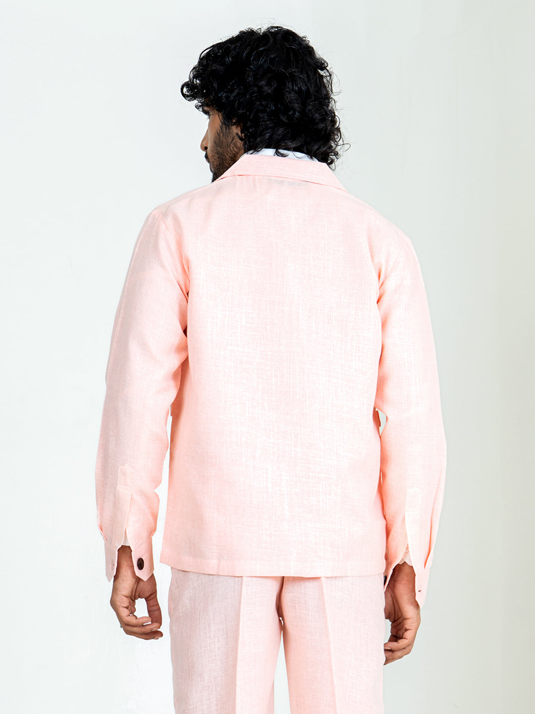 Millennial Pink 4 Pocket Linen blend shacket