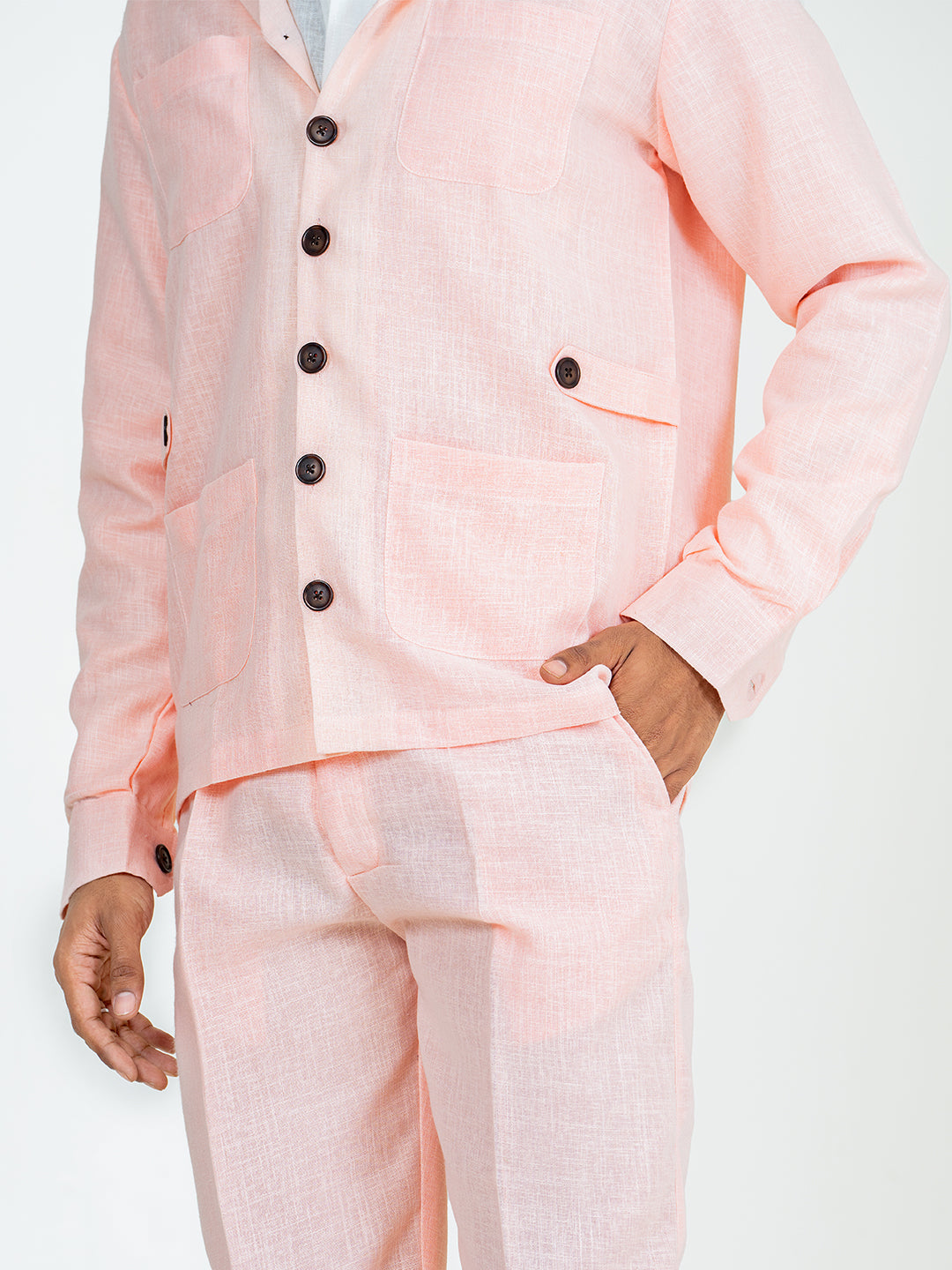 Millennial Pink 4 Pocket Linen blend shacket