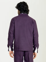 Aubergine Two Pocket Linen blend shacket