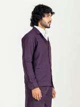 Aubergine Two Pocket Linen blend shacket