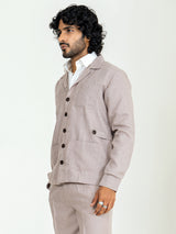 Burnt Sugar Two Pocket Linen blend shacket