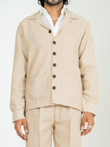 Classic Taupe Two Pocket Linen blend shacket