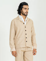 Classic Taupe Two Pocket Linen blend shacket