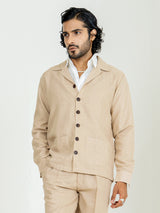 Classic Taupe Two Pocket Linen blend shacket