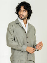 Sage grey 4 Pocket Linen blend shacket