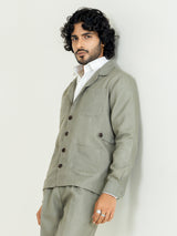 Sage grey 4 Pocket Linen blend shacket