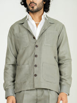 Sage grey 4 Pocket Linen blend shacket