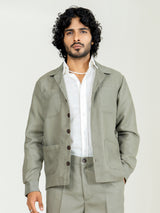 Sage grey 4 Pocket Linen blend shacket