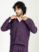 Aubergine 4 Pocket Linen blend shacket