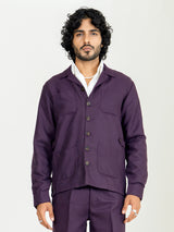 Aubergine 4 Pocket Linen blend shacket