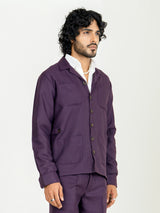 Aubergine 4 Pocket Linen blend shacket