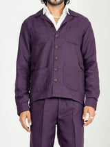 Aubergine 4 Pocket Linen blend shacket