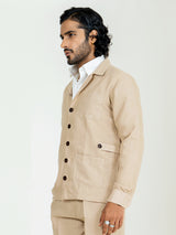 Classic Taupe 4 Pocket Linen blend shacket