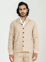 Classic Taupe 4 Pocket Linen blend shacket