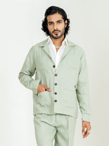 Sage green 4 Pocket Linen blend shacket