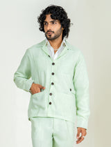 Mint Green 4 Pocket Linen blend shacket