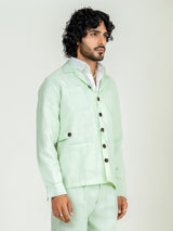 Mint Green 4 Pocket Linen blend shacket