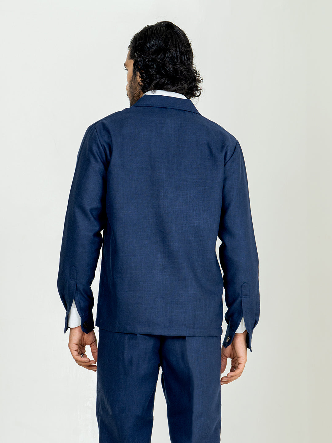 Navy Blue 4 Pocket Linen blend shacket