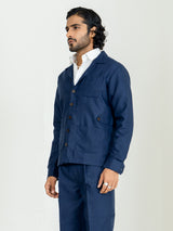 Navy Blue 4 Pocket Linen blend shacket