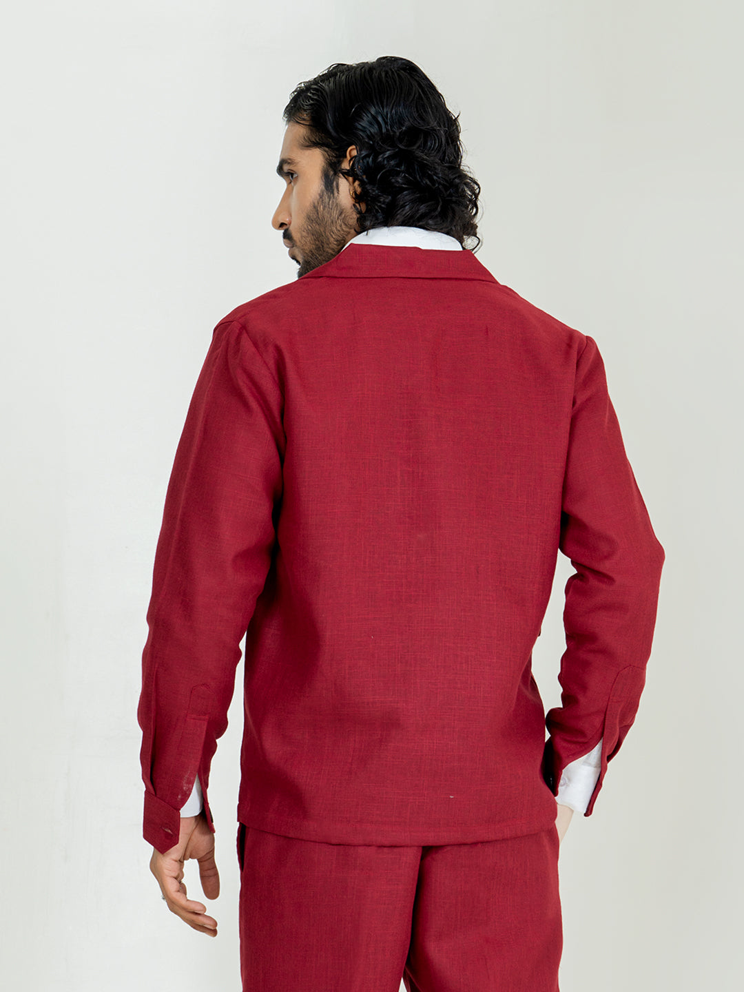 Maroon 4 Pocket Linen blend shacket