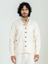 Blanched Almond 4 Pocket Linen blend shacket