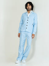 Soft cyan 4 Pocket Linen blend shacket